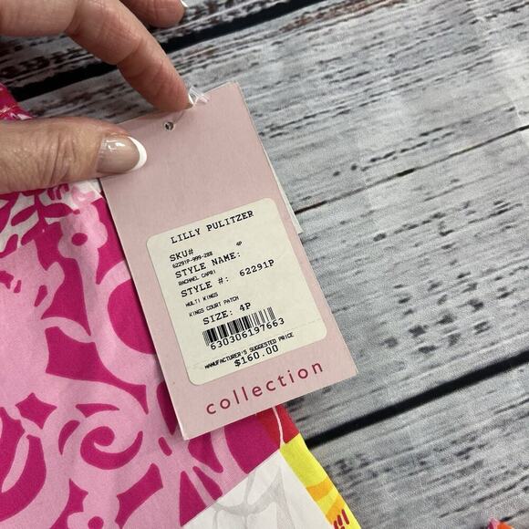 Lilly Pulitzer Rachael Capri Pants sz 4 Pet Kings Court Patch Pink Floral Cabs - Picture 5 of 8